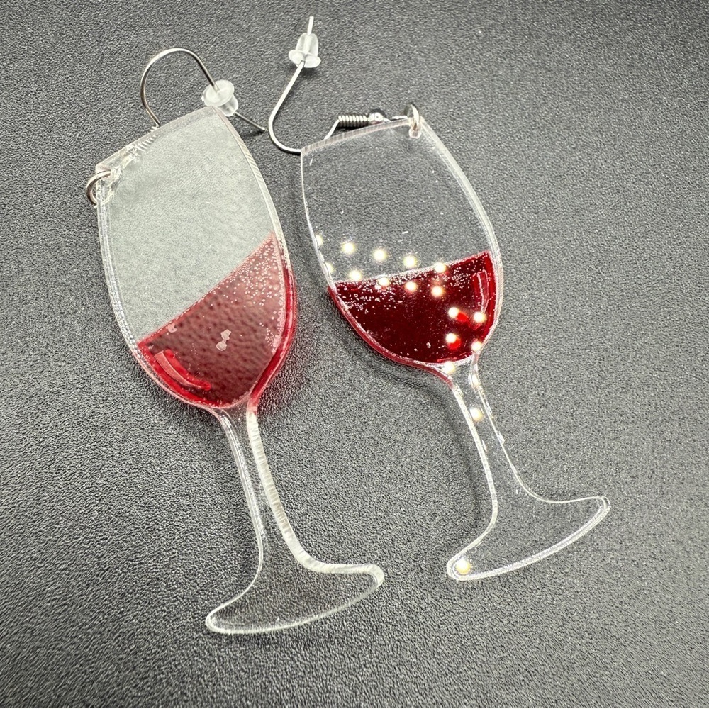 Wine Glass Pierced Acrylic Earrings - Picture 6 of 8